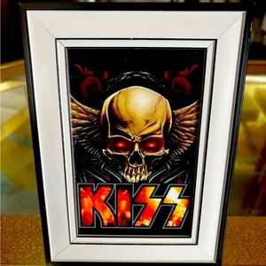KISS Skull Art Framed Poster 4X6”